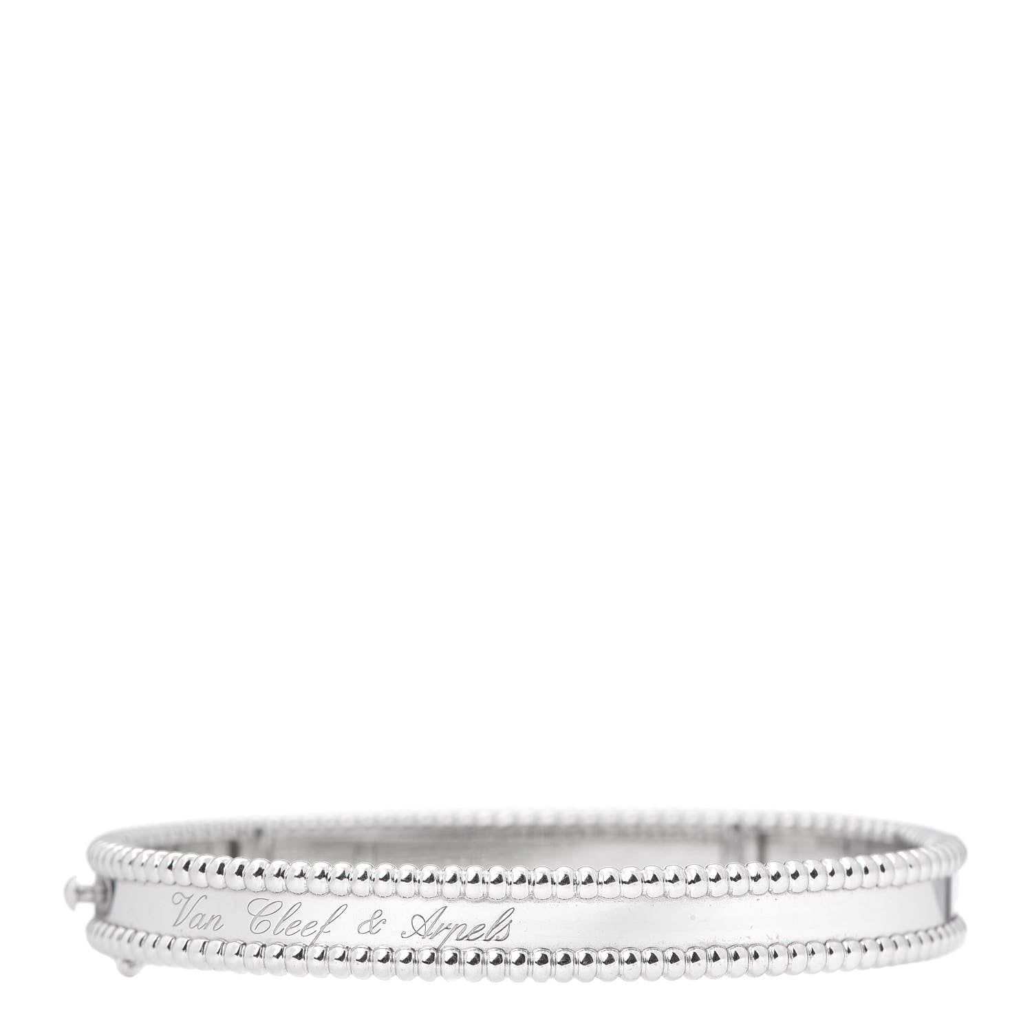Van Cleef & Arpels 18K White Gold Perlee Signature Bangle Bracelet M 1 of 6