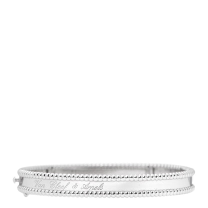 Van Cleef & Arpels 18K White Gold Perlee Signature Bangle Bracelet M 1 of 6