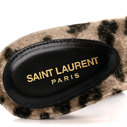 Saint Laurent Velvet Leopard Print Gippy 105 Sandals 38 Brown 7 of 9