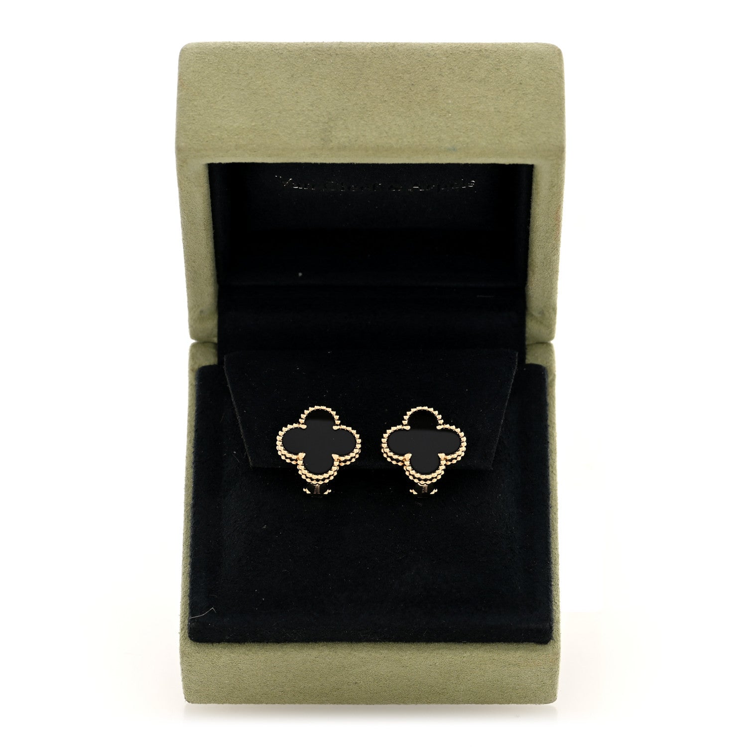 Van Cleef & Arpels 18K Yellow Gold Black Onyx Vintage Alhambra Earrings 5 of 5