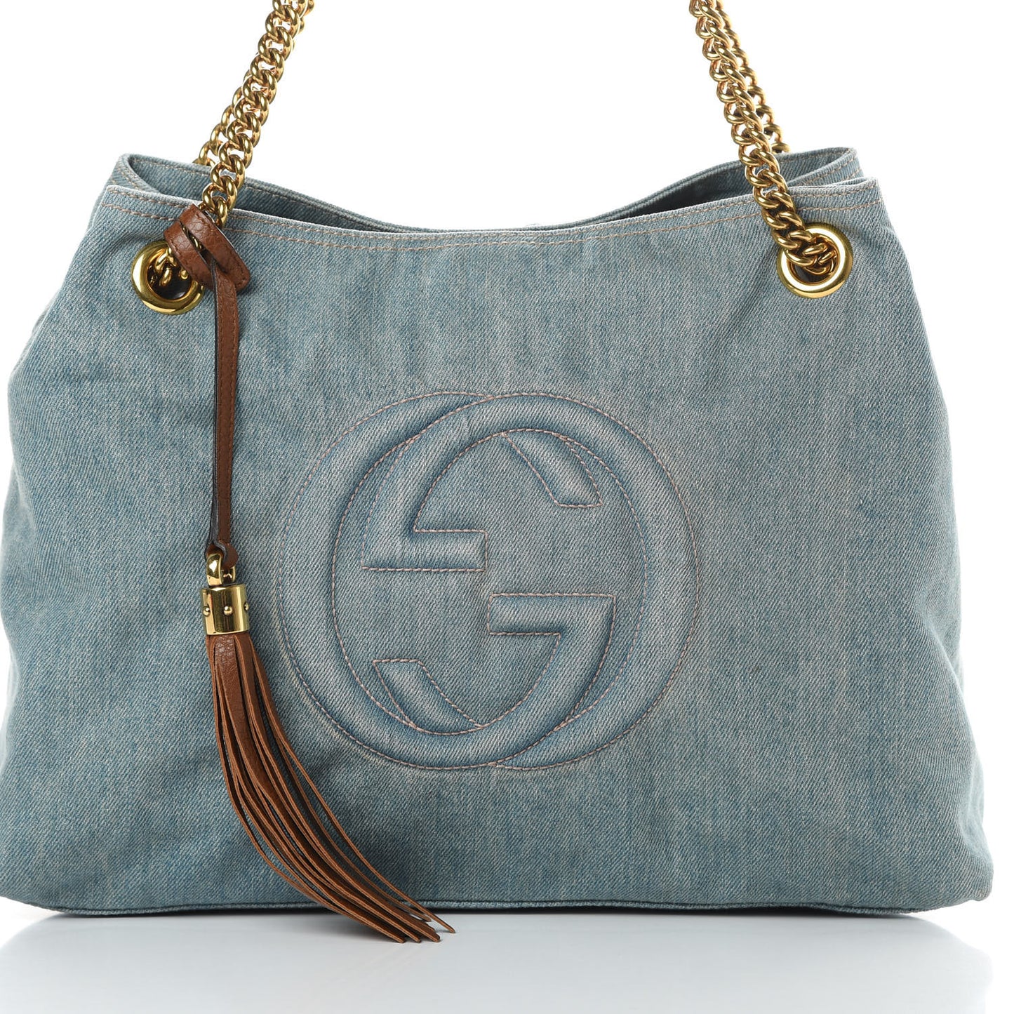 Denim Medium Soho Chain Shoulder Bag Blue
