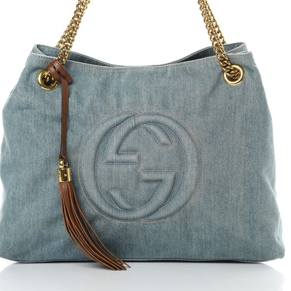 Gucci Denim Medium Soho Chain Shoulder Bag Blue 8 of 17