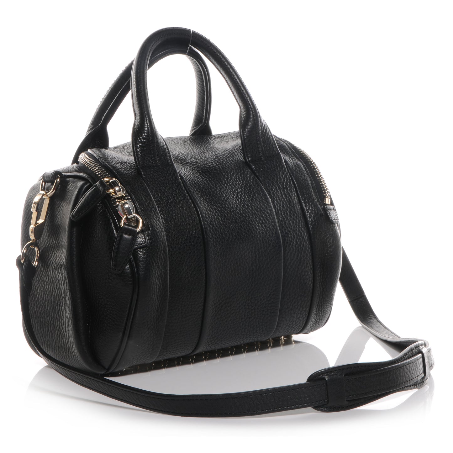 Pebbled Leather Rockie Black w Pale Gold Hardware