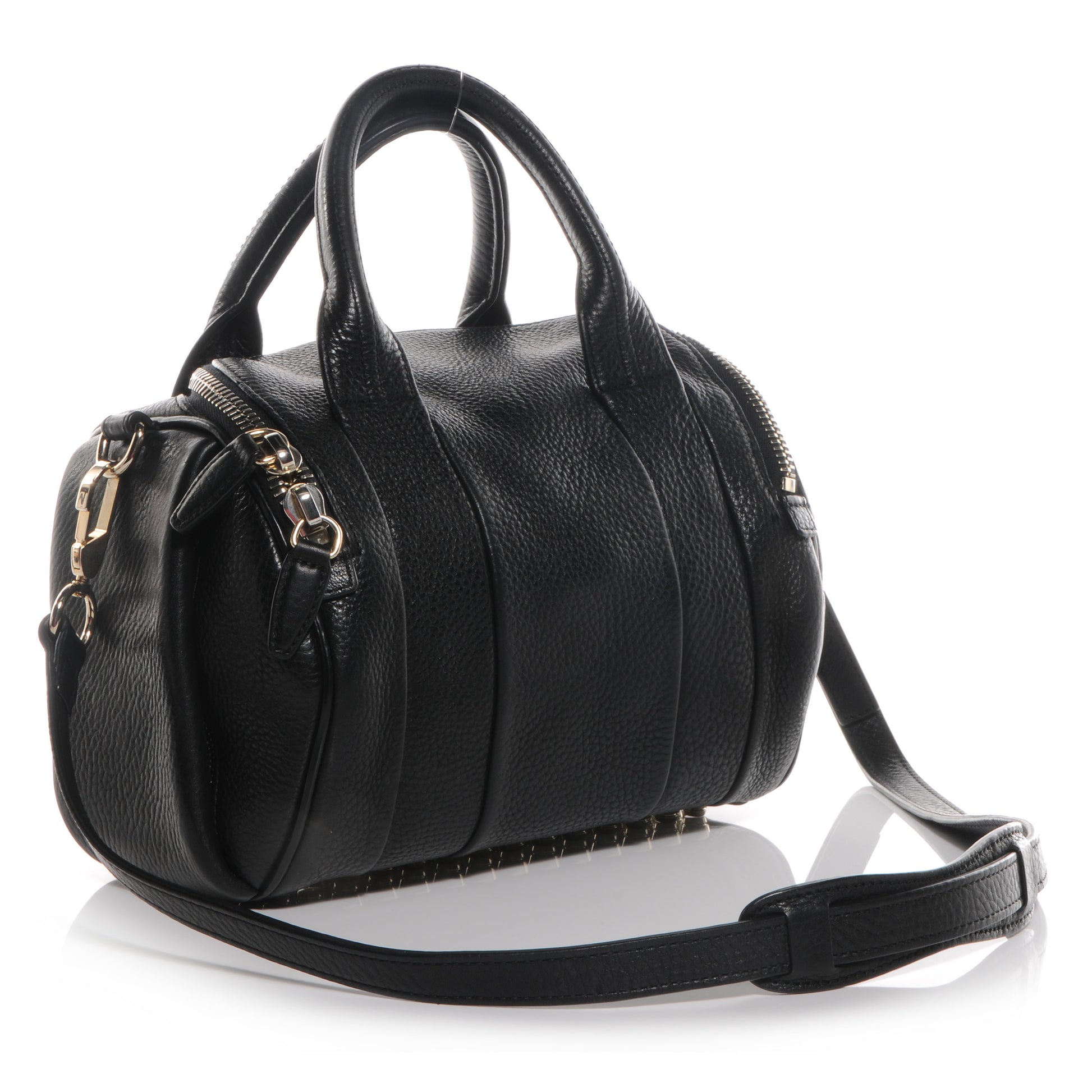 Alexander Wang Pebbled Leather Rockie Black w Pale Gold Hardware 3 of 6