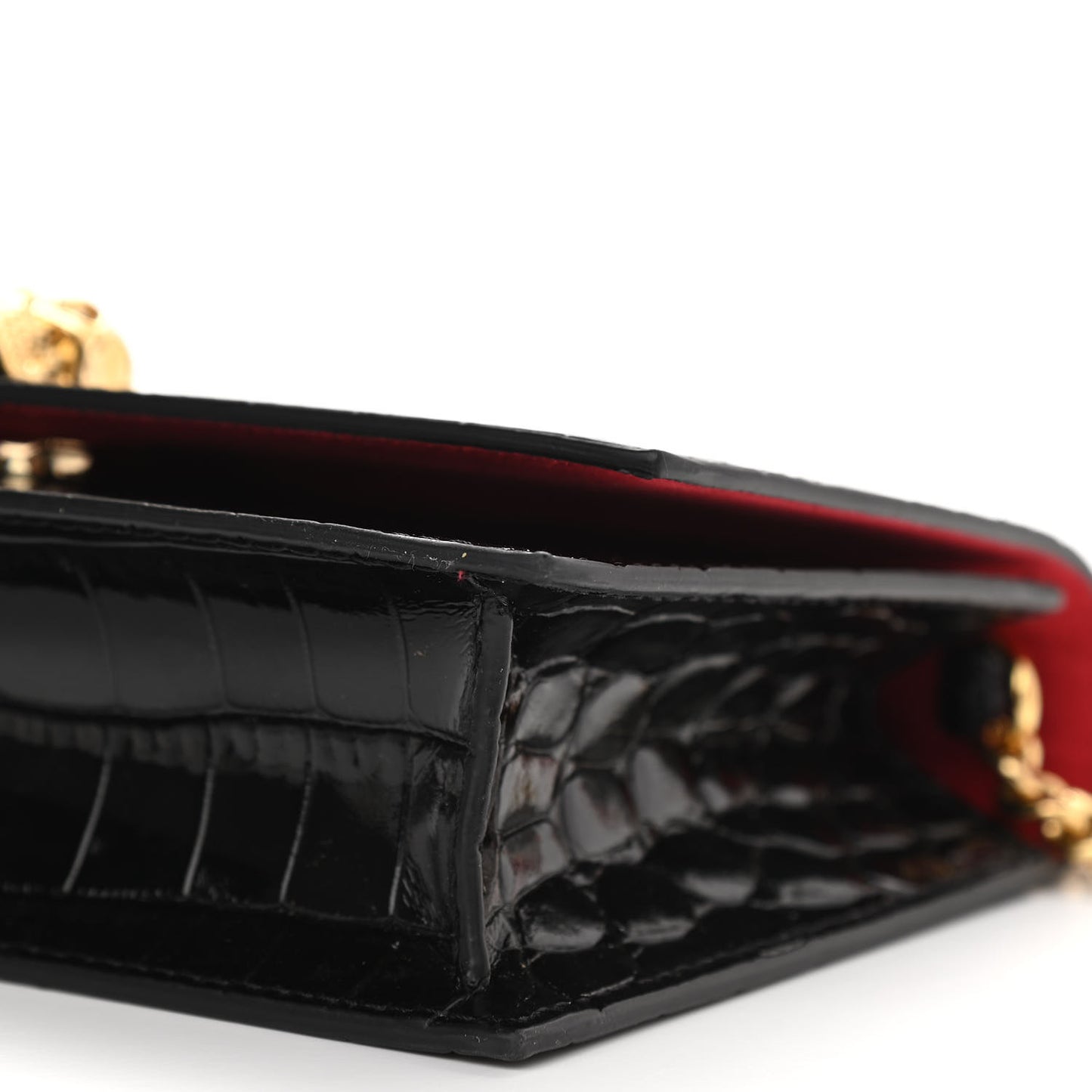 Calfskin Crocodile Embossed Skull Mini Shoulder Bag Black