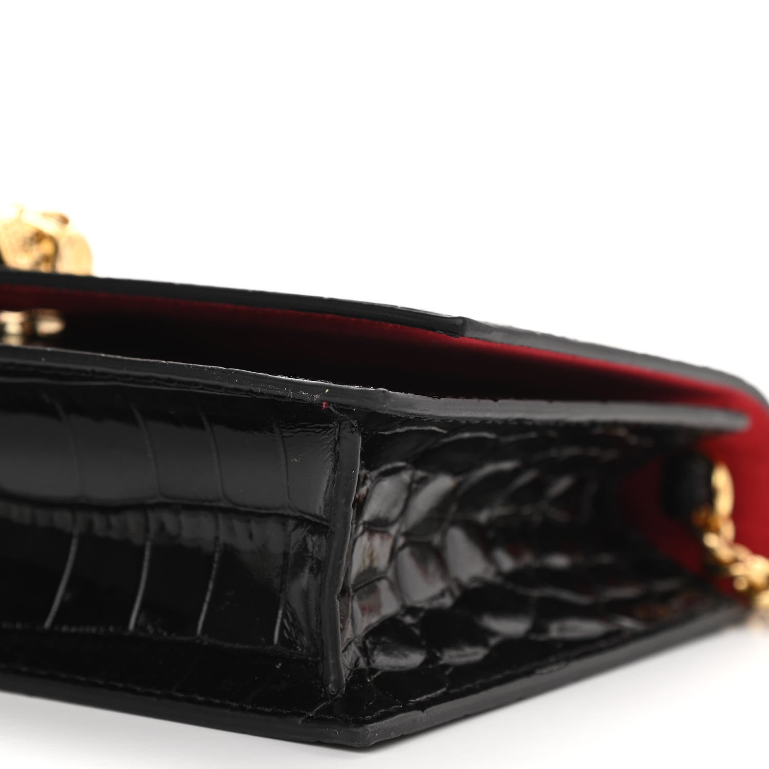 Alexander McQueen Calfskin Crocodile Embossed Skull Mini Shoulder Bag Black 10 of 10
