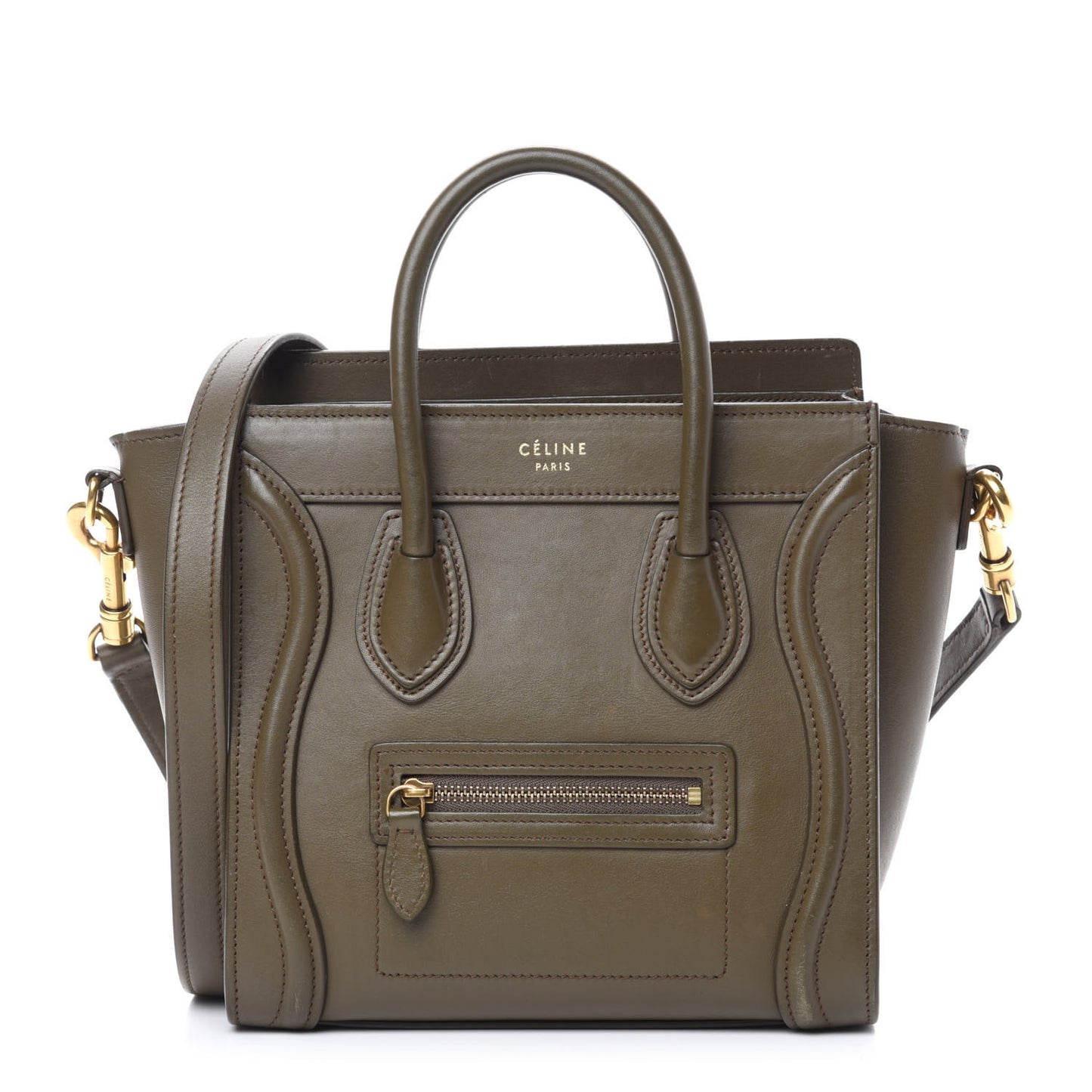 Smooth Calfskin Nano Luggage Khaki