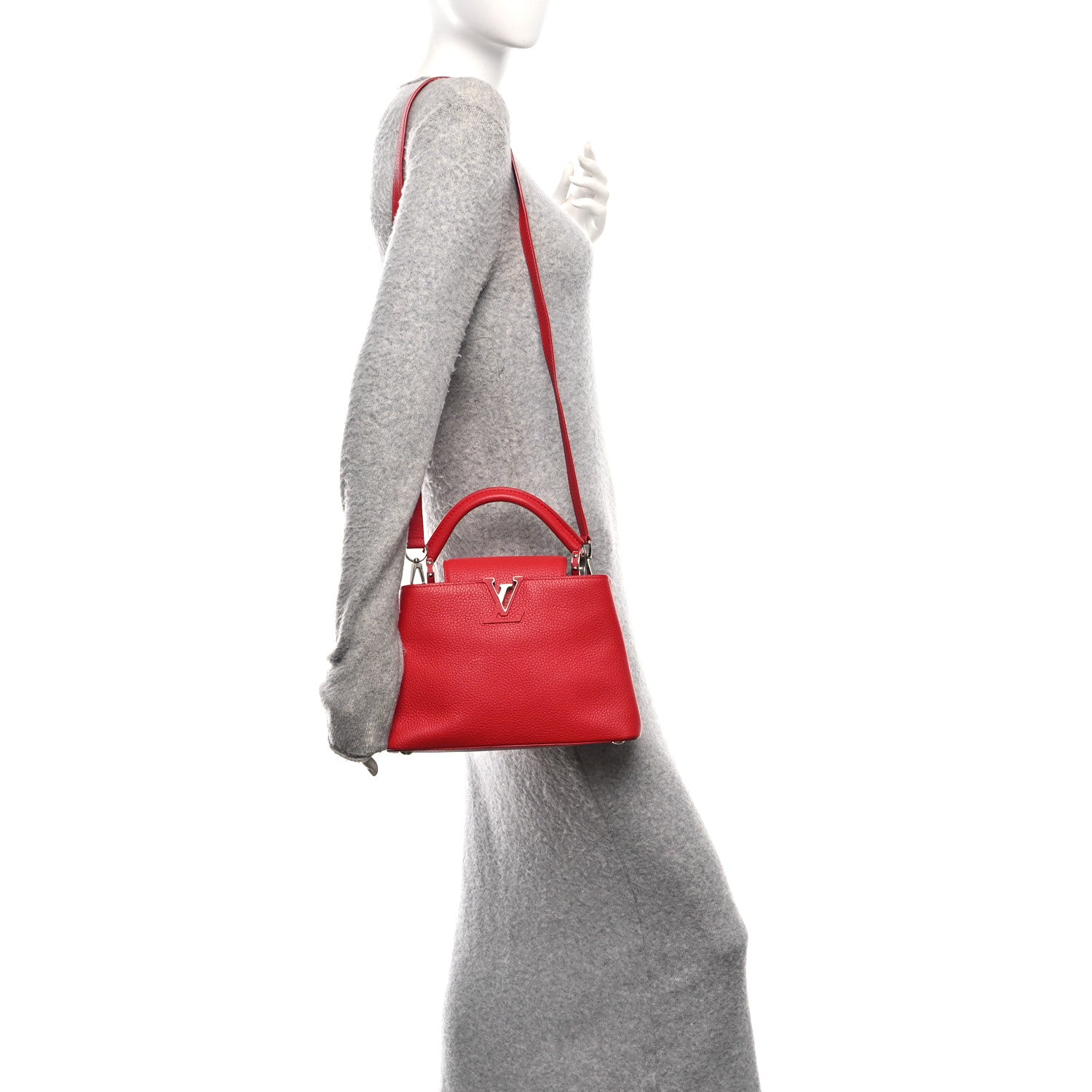 Louis Vuitton Taurillon Capucines BB Scarlet Red 2 of 15