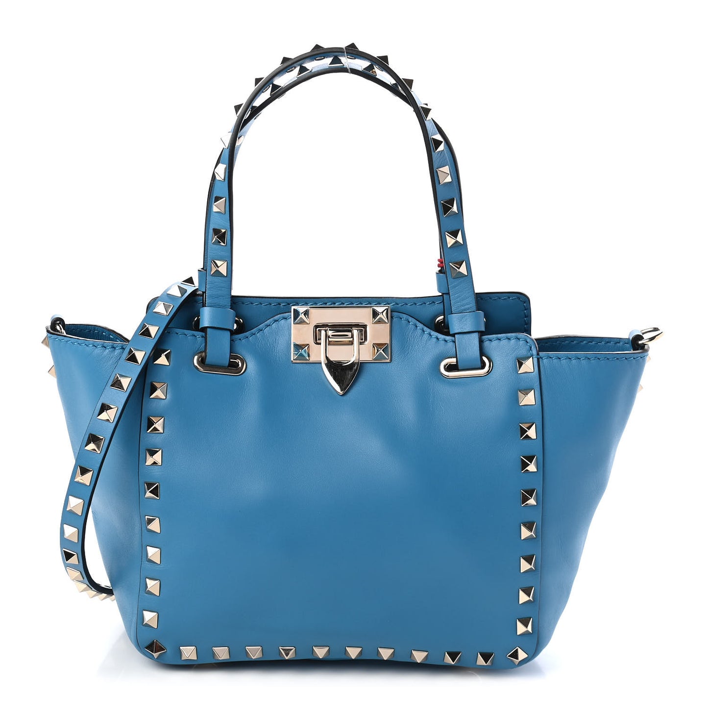 Vitello Mini Rockstud Tote Light Blue