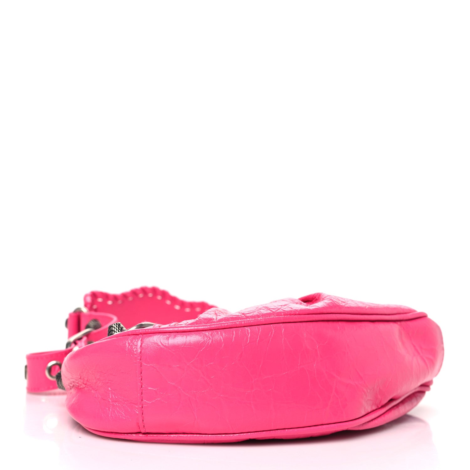 Balenciaga Extra Supple Calfskin Crocodile Embossed XS Le Cagole Shoulder Bag Lipstick Pink 4 of 10