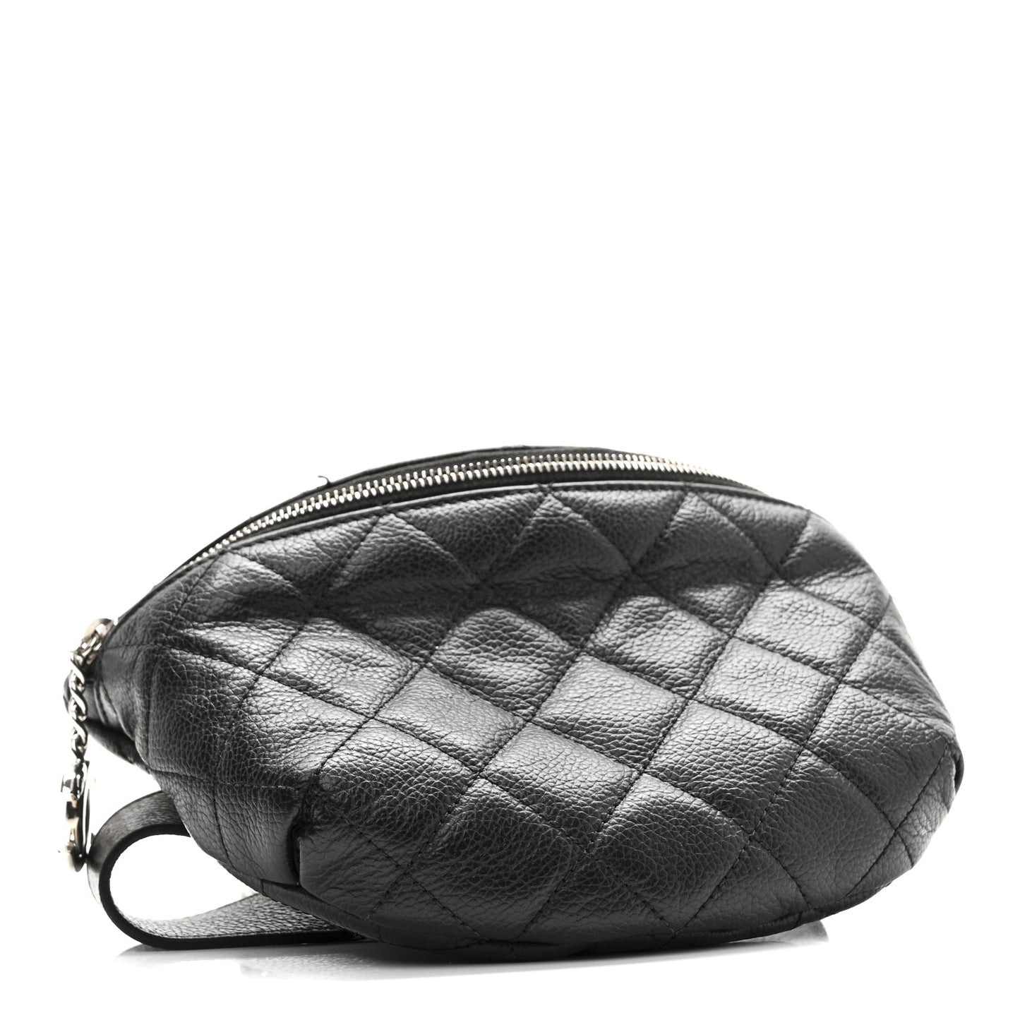 Grained Calfskin Quilted Waist Belt Bag Black