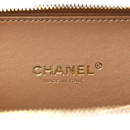 Chanel Lambskin Quilted Golden Plate Vanity Case White Gold 6 of 9