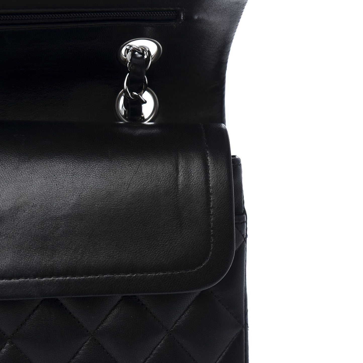 Lambskin Quilted Medium Double Flap Black