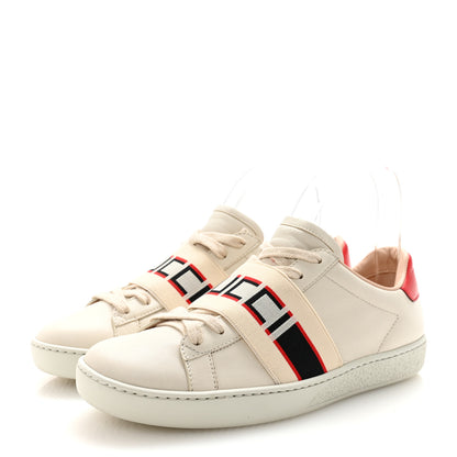 Gucci Calfskin Stripe Womens New Ace Sneakers 36 New Mystic White Ecru Red Flame 4 of 9