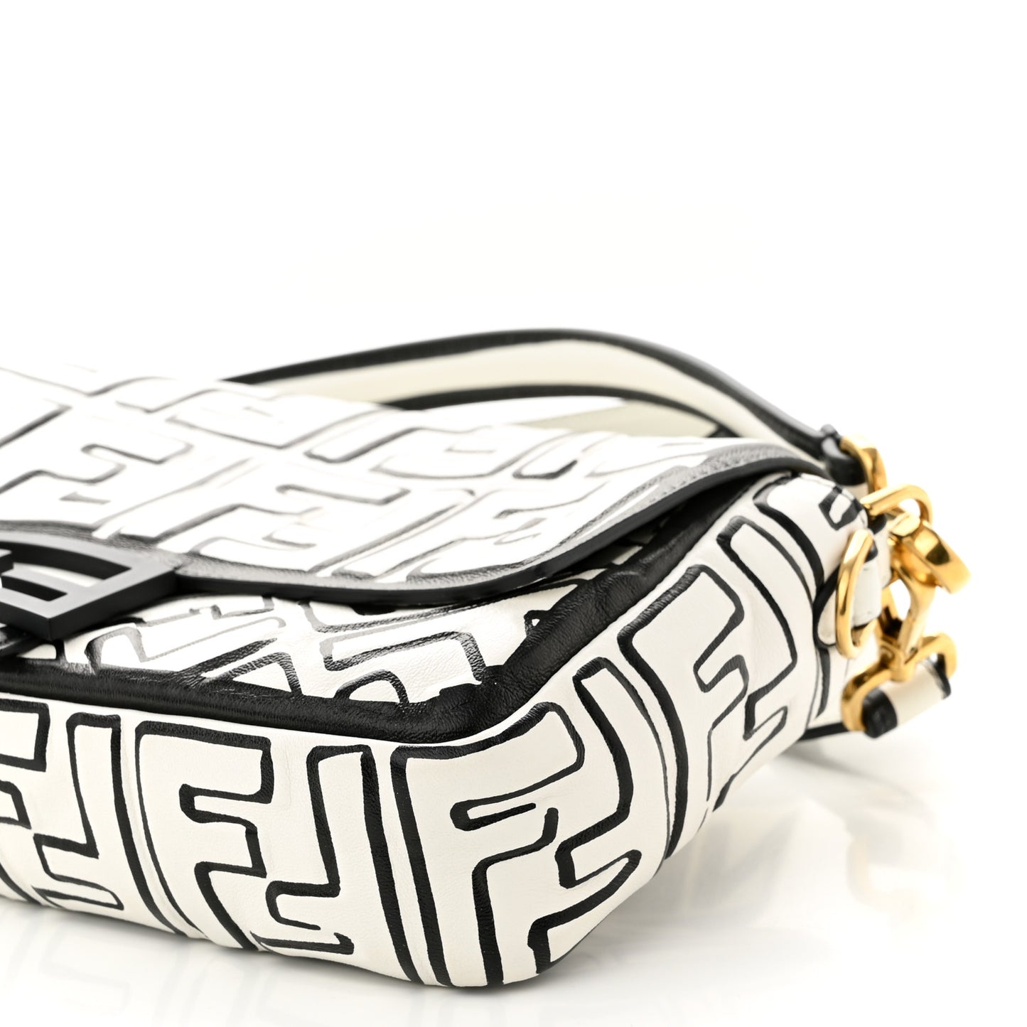 X JOSHUA VIDES Nappa FF Embossed Baguette White Black