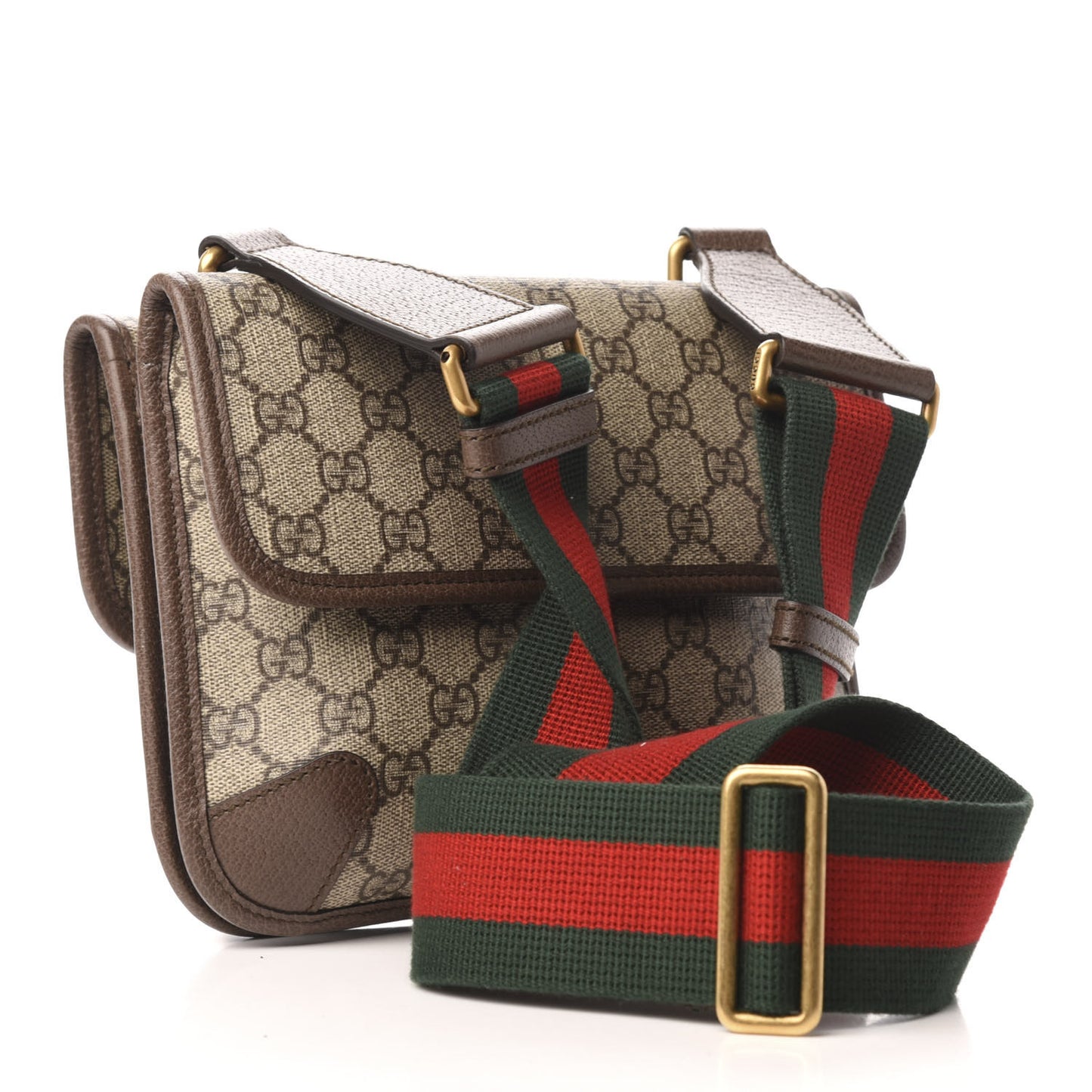 GG Supreme Monogram Web Small Neo Vintage Double Flap Messenger Bag Beige New Acero