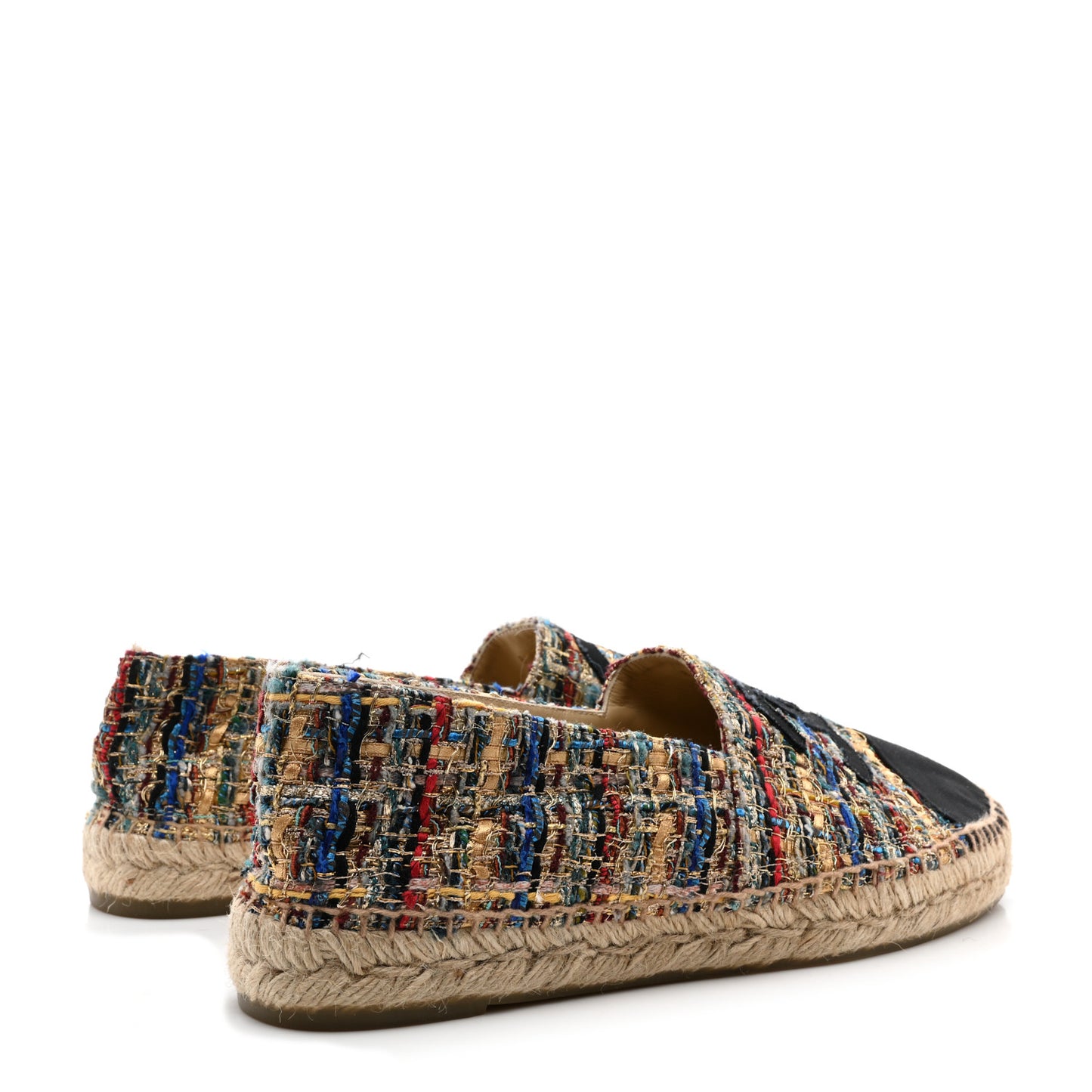 Tweed Grosgrain CC Espadrilles 40 Multicolor Black