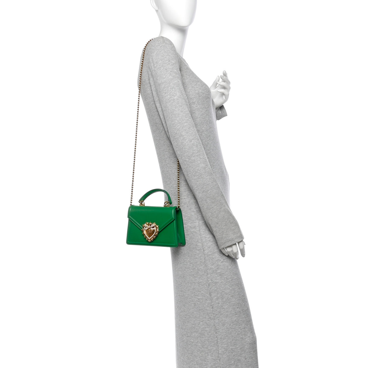 Smooth Calfskin Small Devotion Envelope Top Handle Bag Green