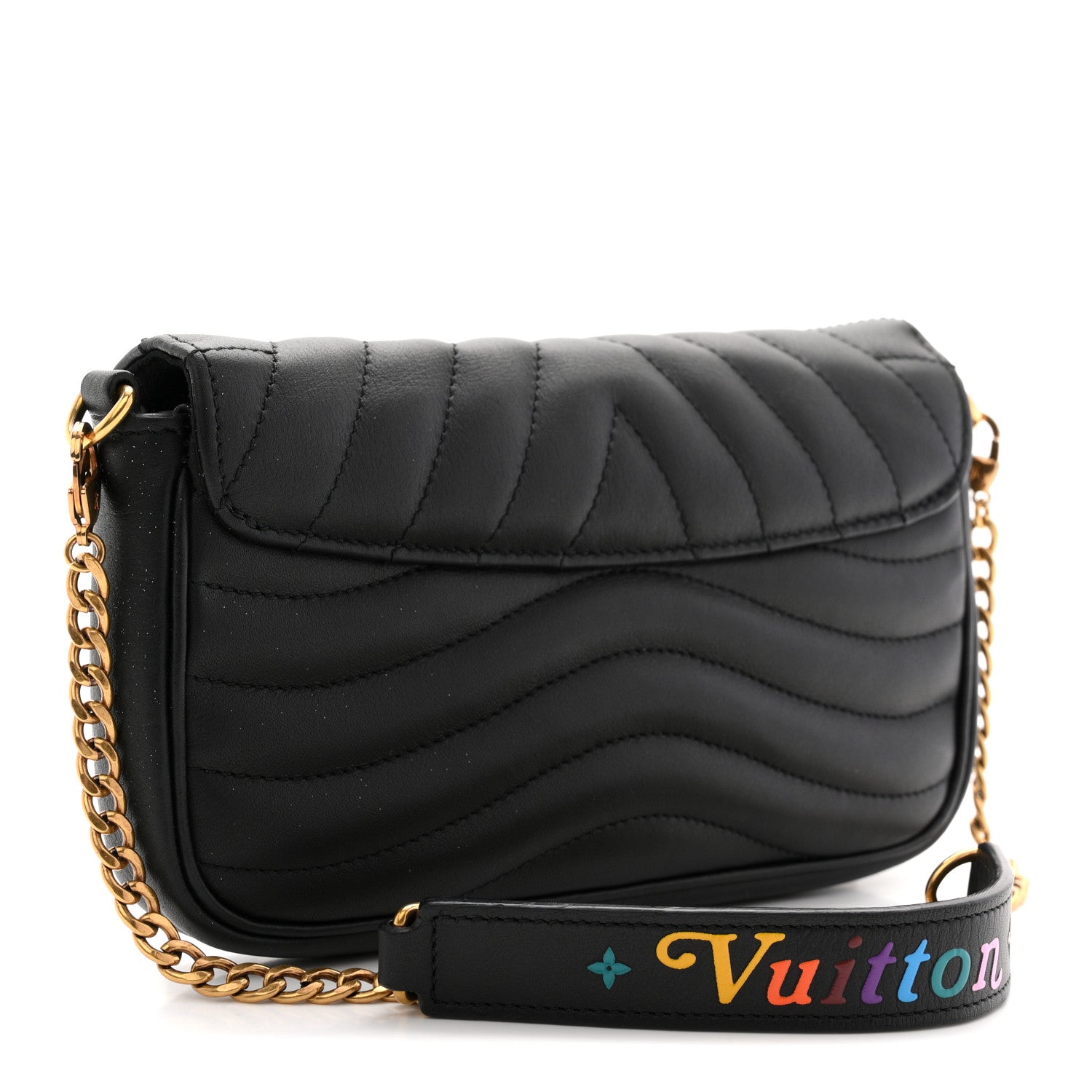 Louis Vuitton Calfskin New Wave Chain Pochette Black 3 of 10