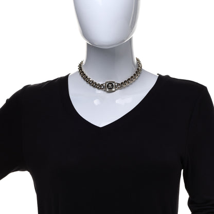 Chanel Metal Glass Pearl Strass CC Pendant Necklace Black Gold 2 of 7