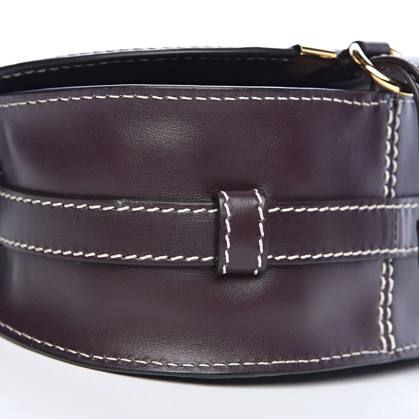 Shiny Calfskin Mini Marcie Round Crossbody Bag Black Raisin