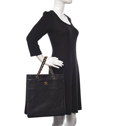 Chanel Lambskin Stitched CC Tote Black 2 of 18