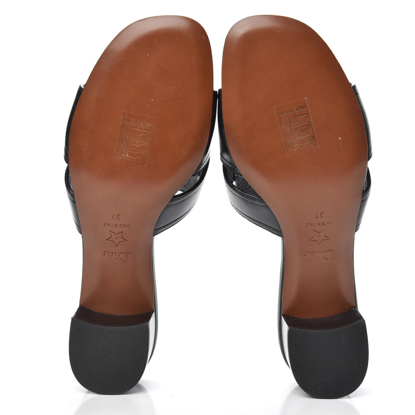 Calfskin 30 Montaigne Mid-Heel Slide Sandals 37 Black