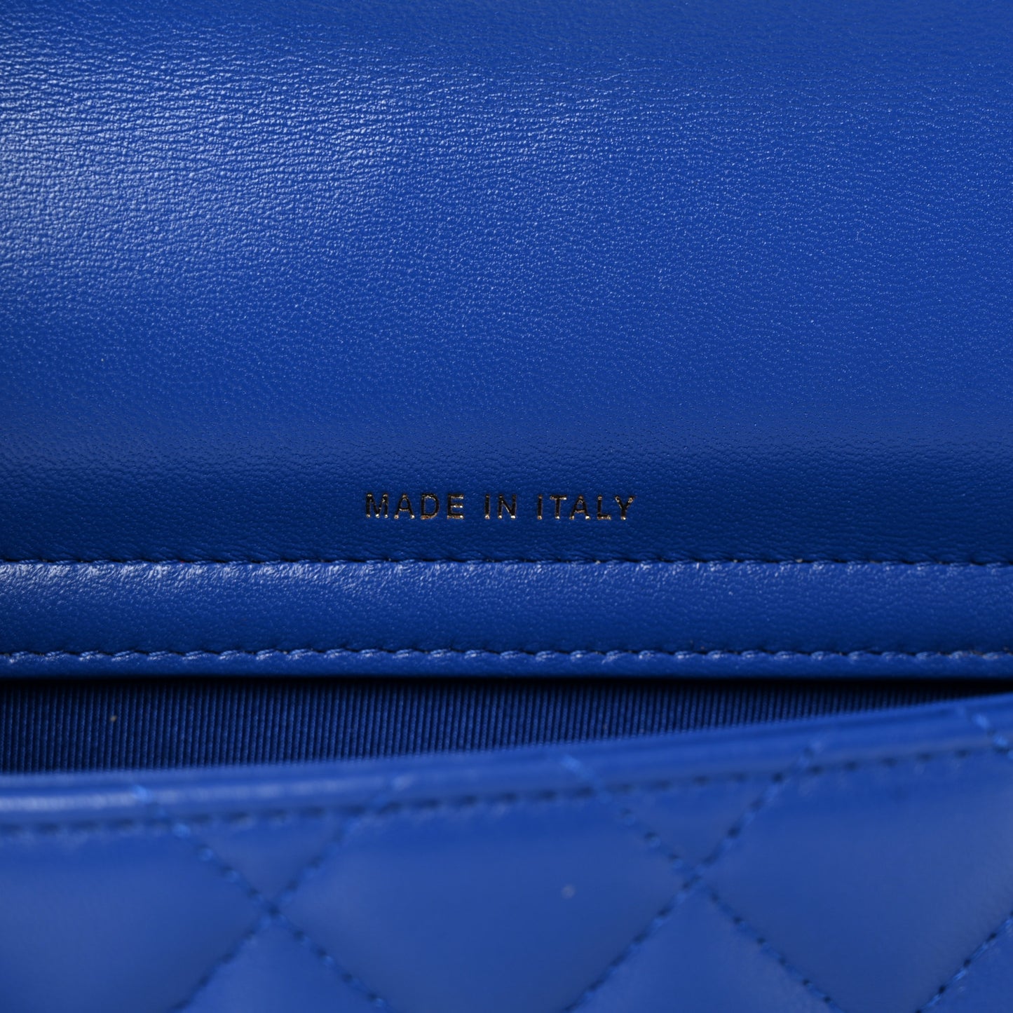 Lambskin Quilted Flap Phone Holder With Chain Blue