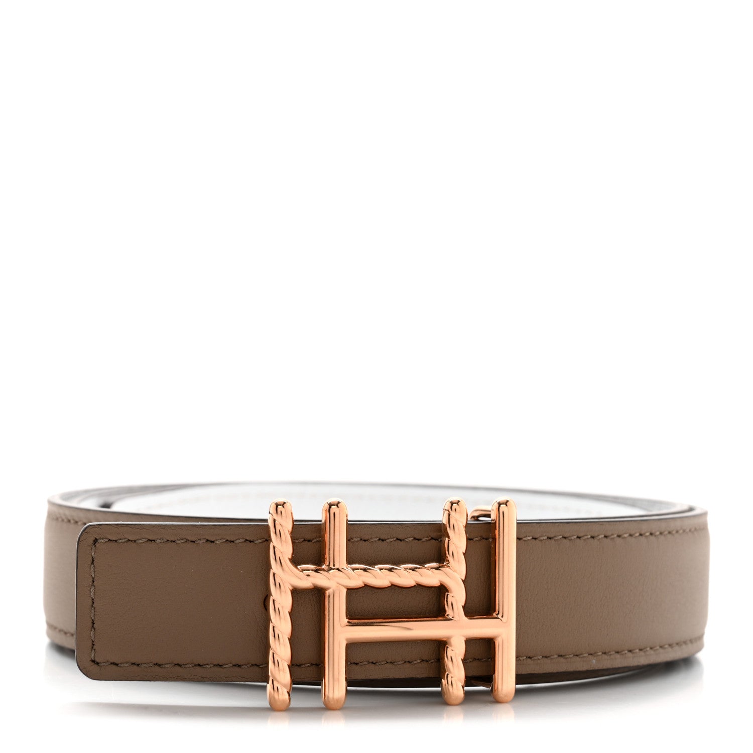 Hermes Swift Epsom 24mm H au Carre Twist Belt Nata Etoupe 1 of 7