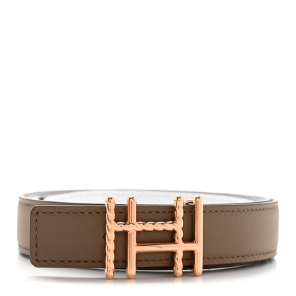 Hermes Swift Epsom 24mm H au Carre Twist Belt Nata Etoupe 1 of 7