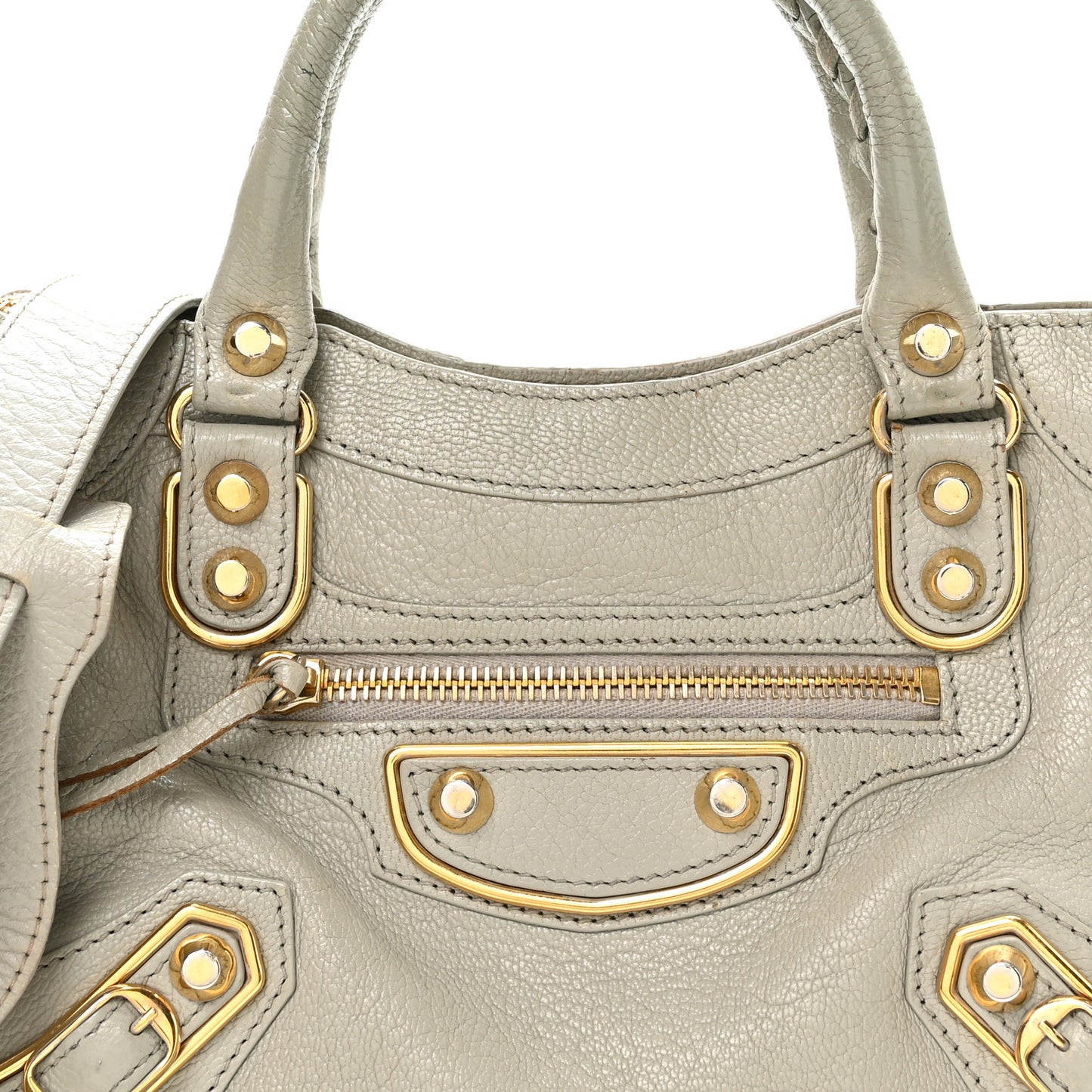 Chevre Gold Metallic Edge Hardware Mini City Gris Glace
