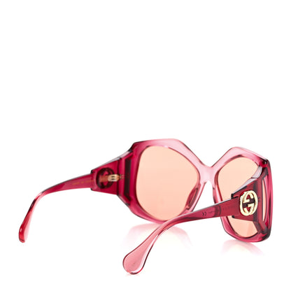 Gucci Acetate Round Sunglasses GG0875S Burgundy Orange 4 of 9