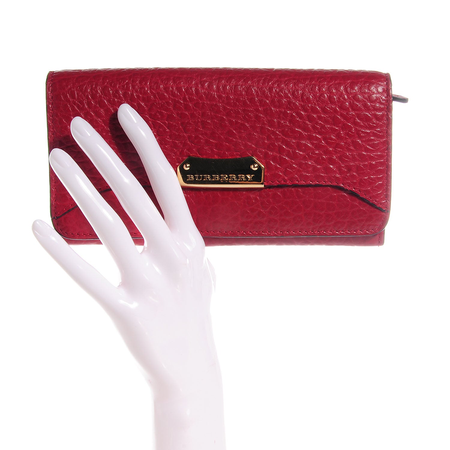 Burberry Signature Grain Leather Continental Wallet Military Red 2 of 8