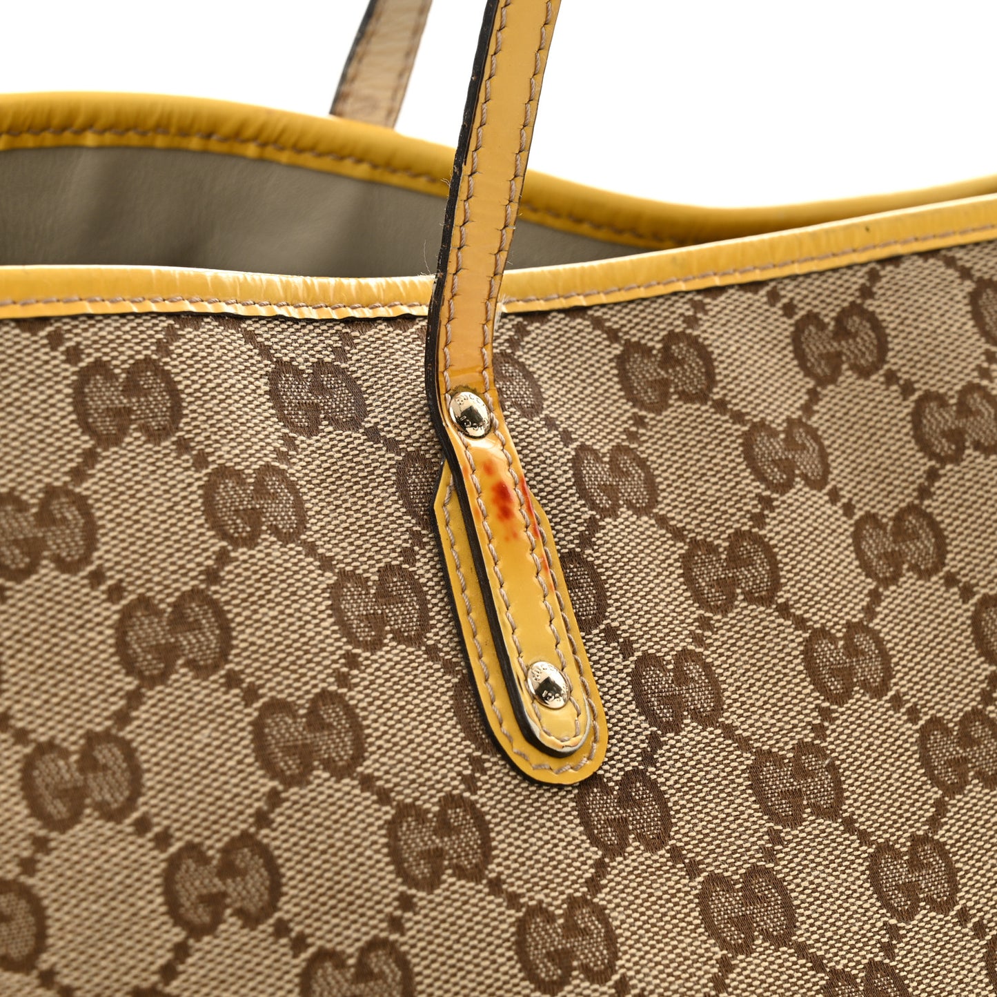 GG Monogram Patent Oliver Pug Tote Yellow Beige