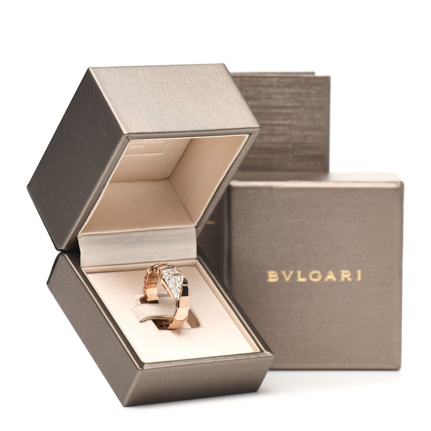 Bulgari 18K Rose Gold Diamond Serpenti Viper Ring XXL 5 of 5
