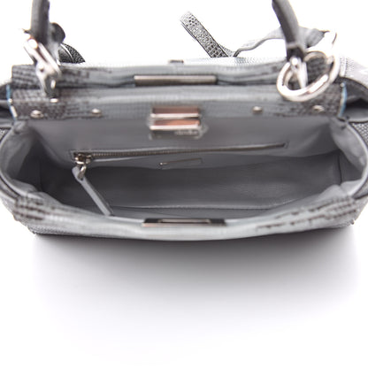 Fendi Lizard Togo Shiny Nappa Mini Peekaboo Iconic Satchel Pale Blue 6 of 11