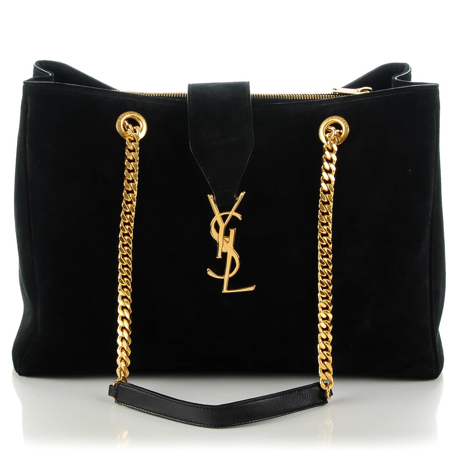 Saint Laurent Suede Monogram Cassandre Shopper Black 1 of 7