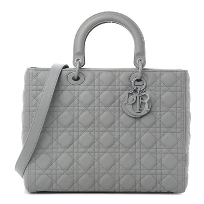 Christian Dior Ultra Matte Calfskin Cannage Large Lady Dior Grey Stone 1 of 9