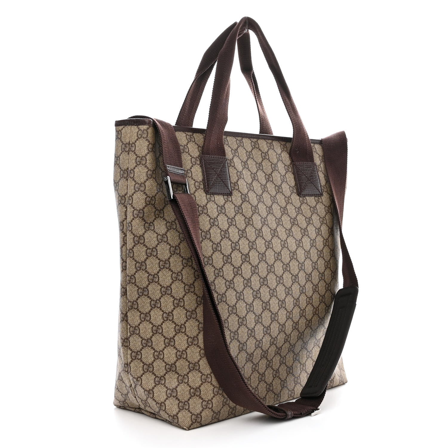Gucci Soft GG Supreme Monogram Web Handle Vertical Tote Dark Brown 3 of 10