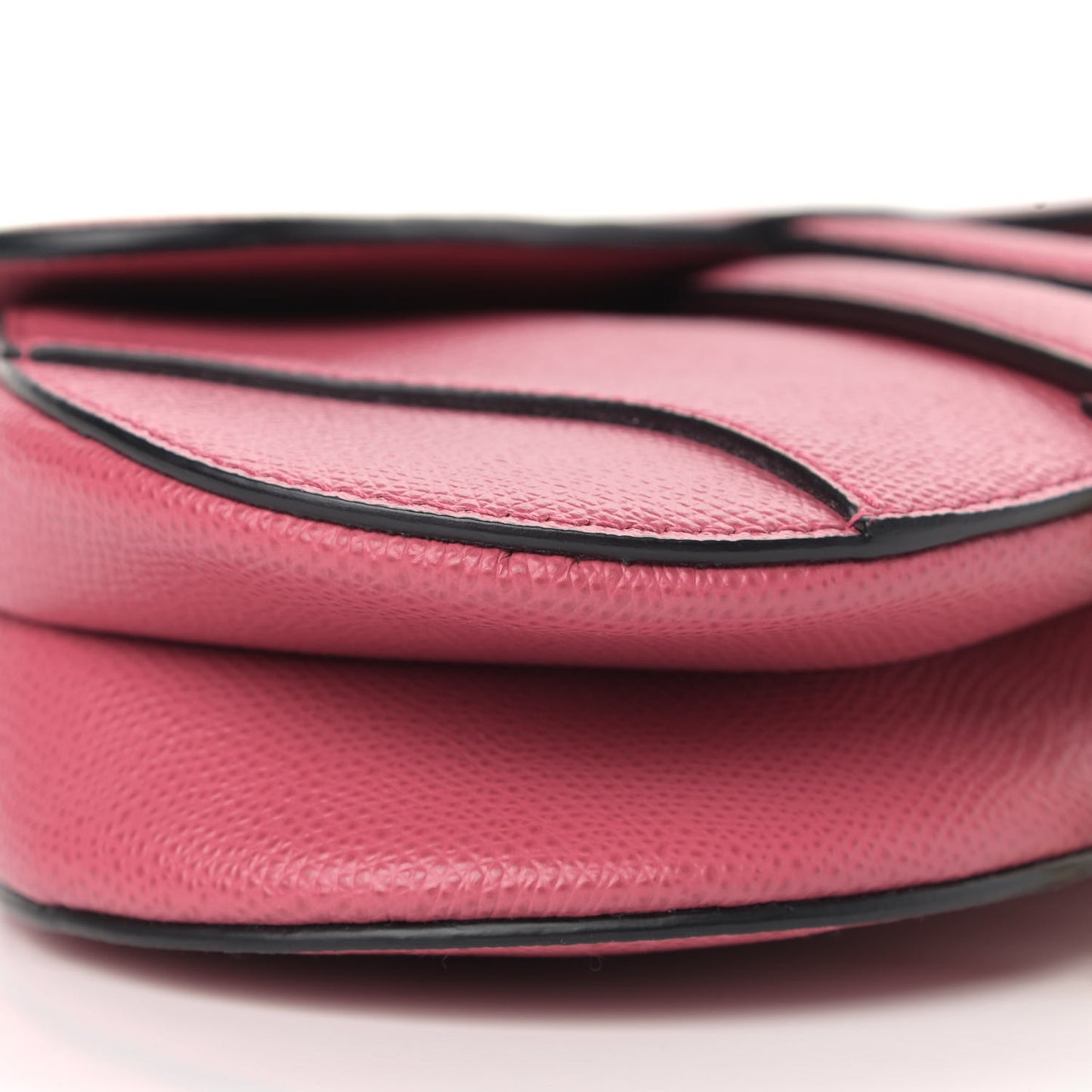 Grained Calfskin Mini Saddle Bag Dusty Pink