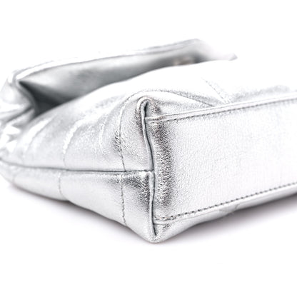 Saint Laurent Metallic Lambskin Monogram Loulou Puffer Pouch Clutch Silver 8 of 10