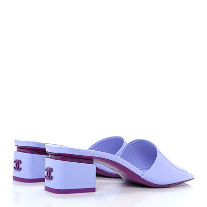 Chanel Patent Calfskin CC Mules 36 Light Purple Dark Purple 4 of 9