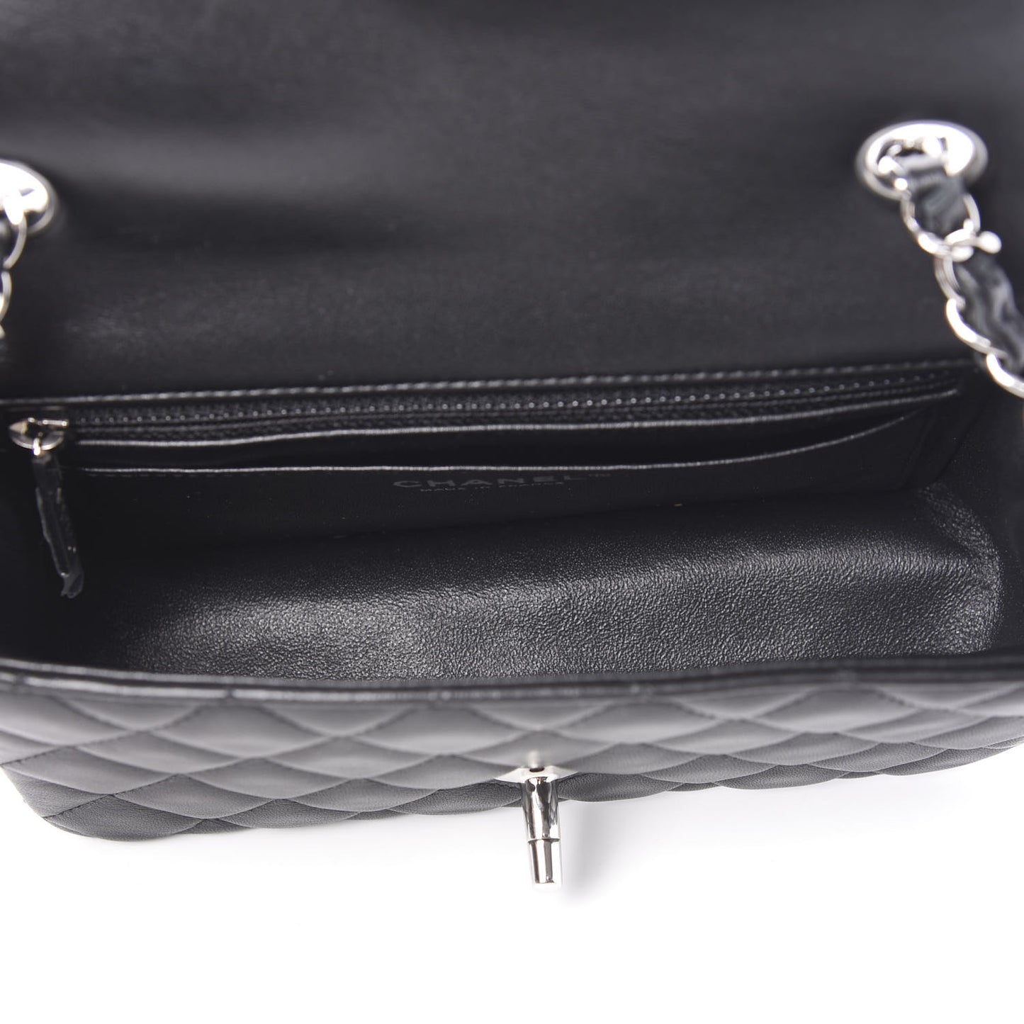 Lambskin Quilted Mini Rectangular Flap Black