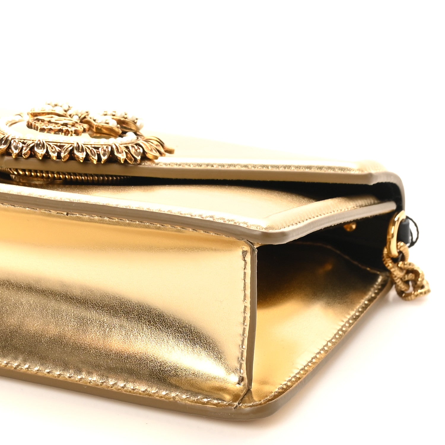 Dolce & Gabbana Metallic Nappa Small Devotion Envelope Top Handle Bag Gold 9 of 10