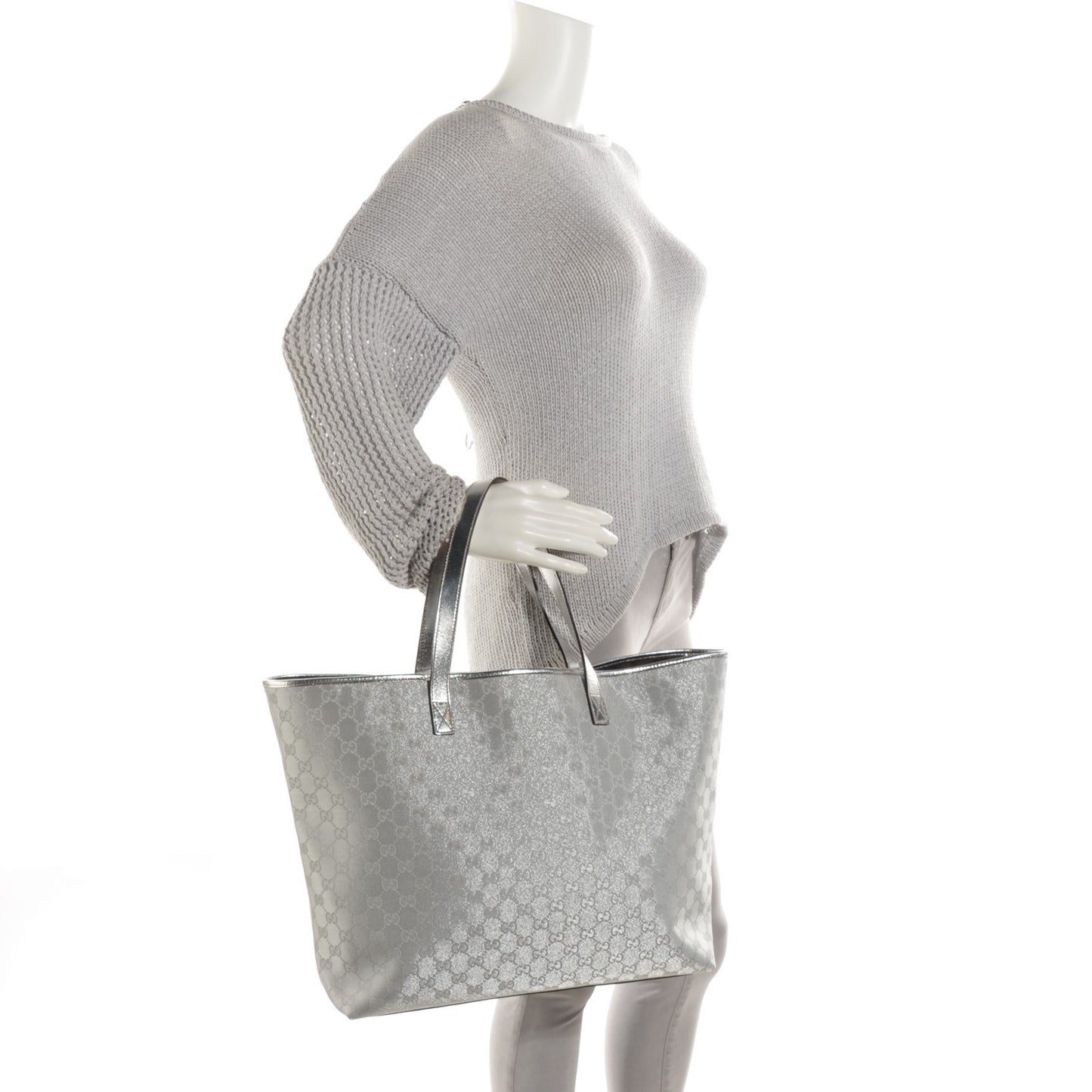 GG Supreme Monogram Large Tote Silver