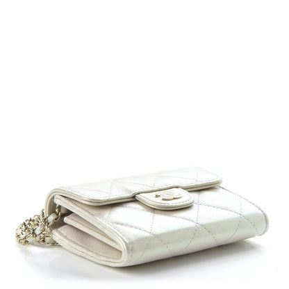 Chanel Iridescent Lambskin Quilted Flap Card Holder On Chain Ivory 3 of 10