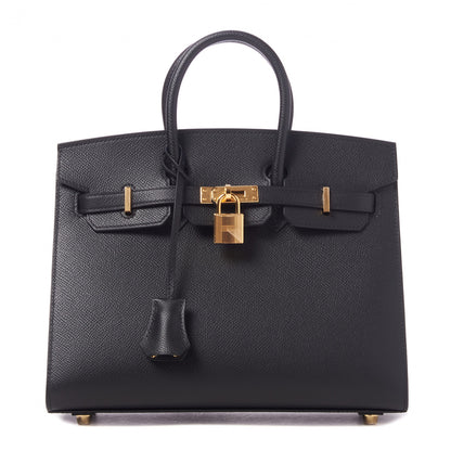 Hermes Madame Calfskin Birkin Sellier 25 Black 1 of 31