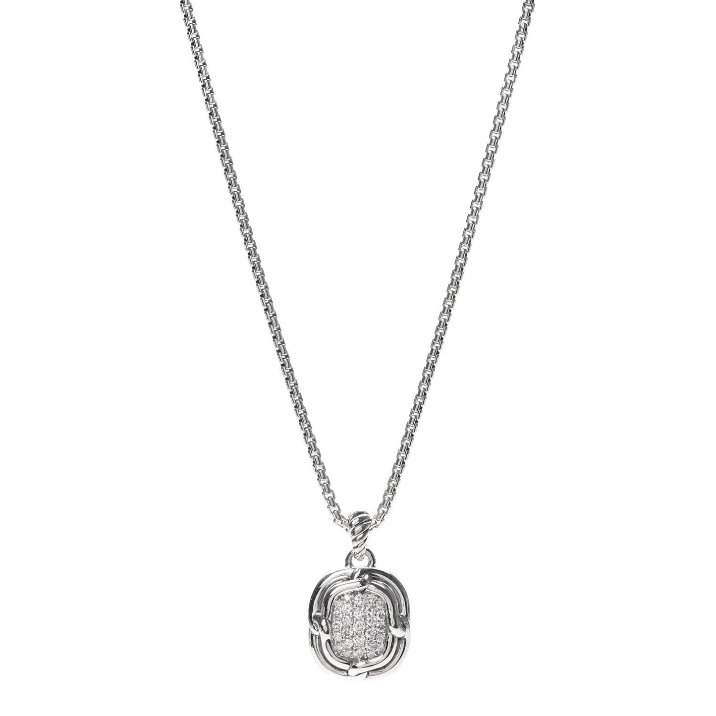 Sterling Silver Diamond 10mm Labyrinth Pendant Necklace