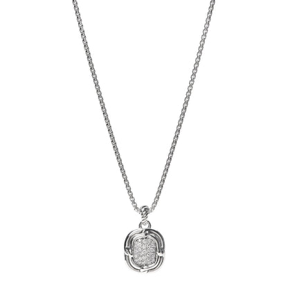 David Yurman Sterling Silver Diamond 10mm Labyrinth Pendant Necklace 1 of 4
