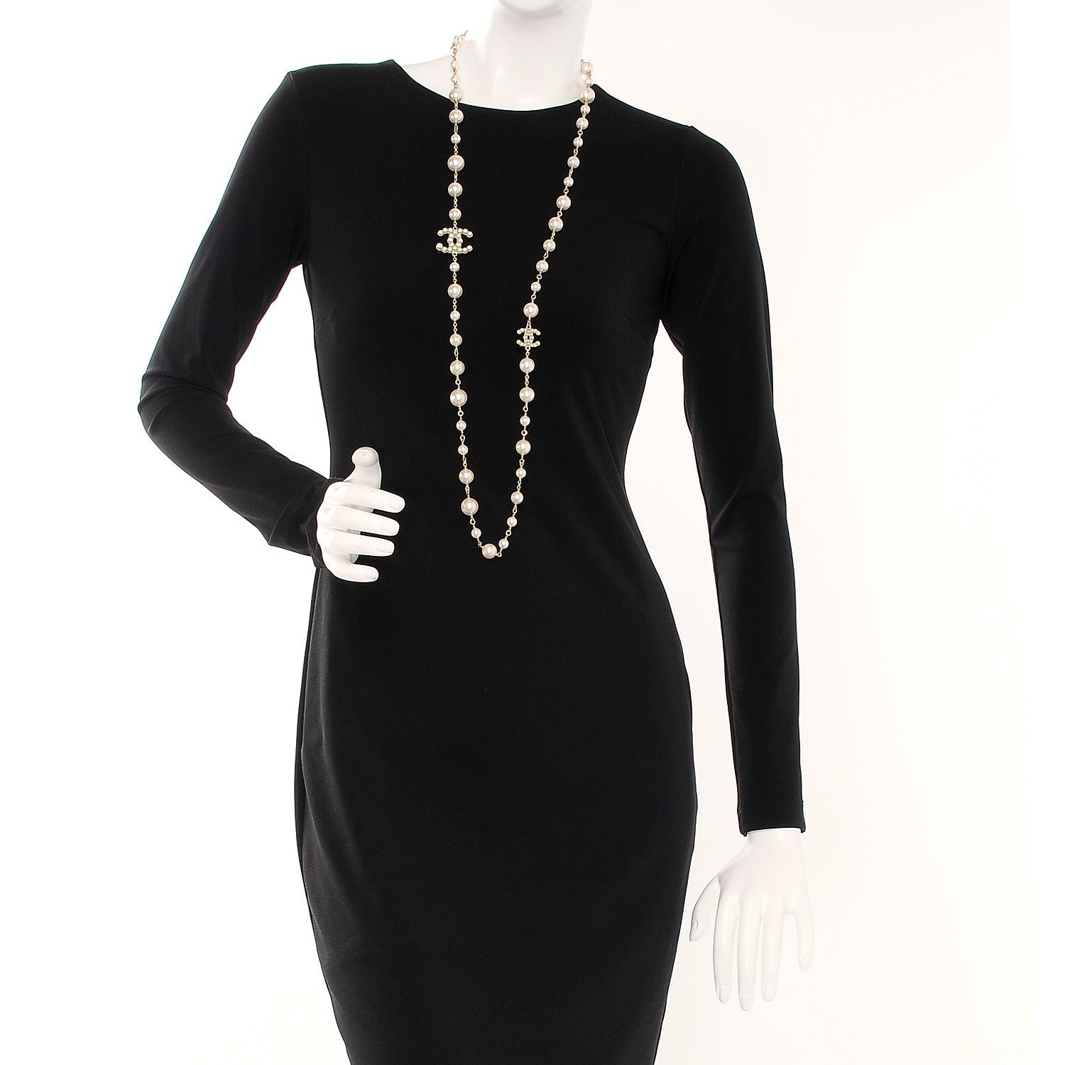 Chanel Pearl CC Long Necklace Gold 2 of 5